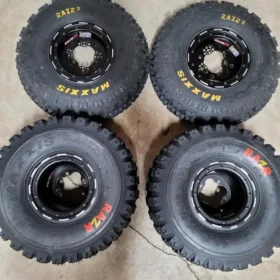 Like New MAXXIS RAZR Tires on DWT Beadlock Wheels – Full Set